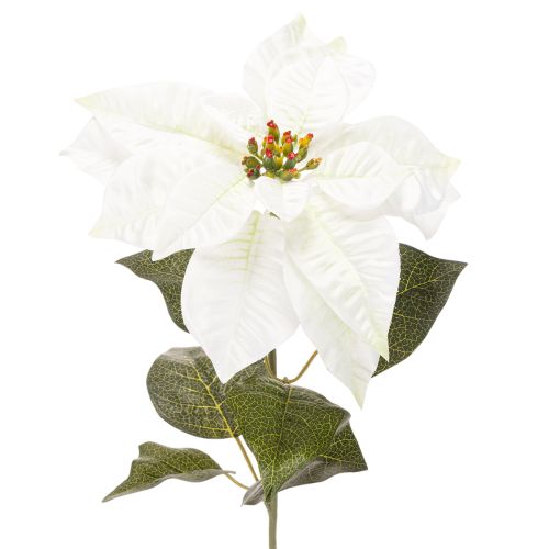 Flor de Pascua blanca artificial, decoración de rama florida grande, 65 cm, 2 piezas comprar | Floristik24.es
