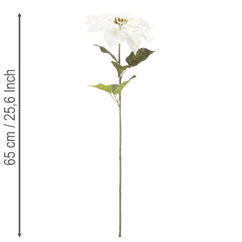 Flor de Pascua blanca artificial, decoración de rama florida grande, 65 cm, 2 piezas | Floristik24.es