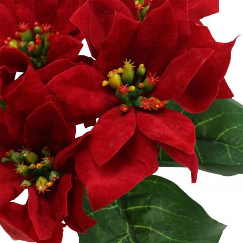 Artículo Decoración de flores artificiales de seda roja de nochebuena, 6 piezas en un ramo