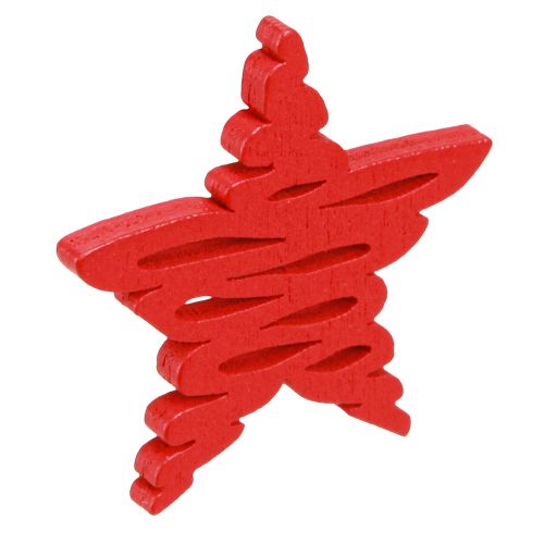 Artículo Poinsettias para esparcir rojo, madera natural 4cm 72uds