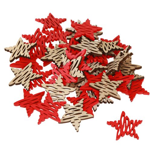 Artículo Poinsettias para esparcir rojo, madera natural 4cm 72uds