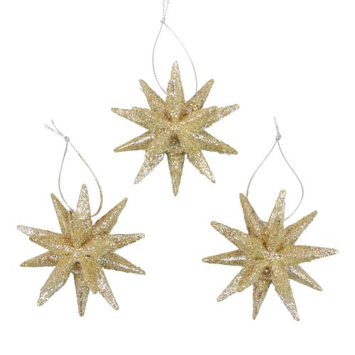 Floristik24 Poinsettias Adornos navideños purpurina dorada Ø7cm 6 piezas