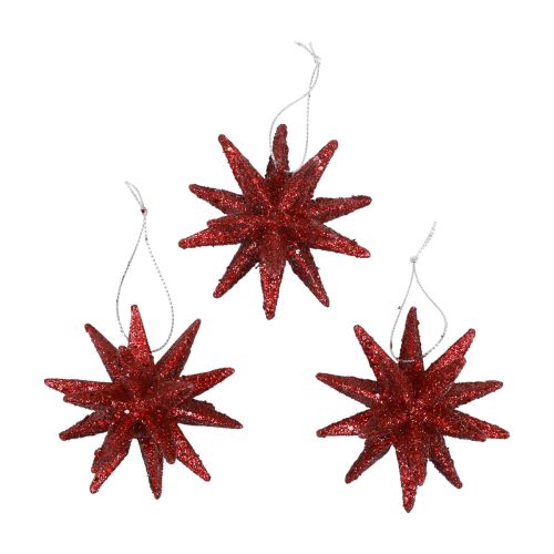 Artículo Poinsettias adornos navideños purpurina roja Ø7cm 6ud