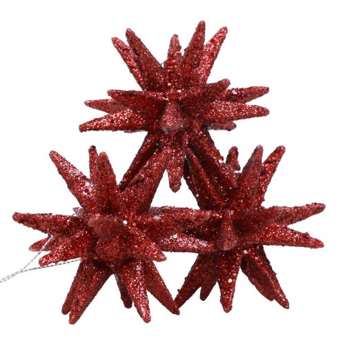 Floristik24 Poinsettias Adornos navideños purpurina roja Ø7cm 6 piezas