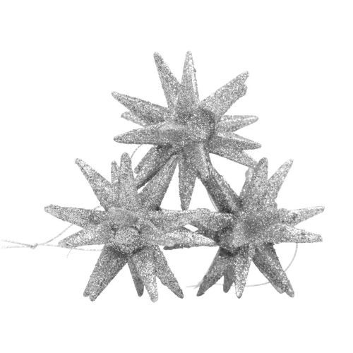 Artículo Poinsettias Adornos navideños brillo plateado Ø7cm 6 piezas