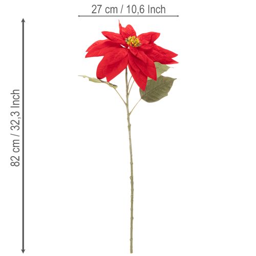 Flor de Pascua artificial roja de un solo tallo, decoración de 82 cm. | Floristik24.es