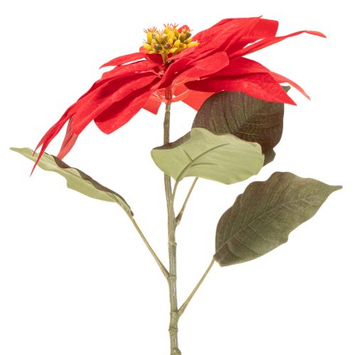 Flor de Pascua artificial roja de un solo tallo, decoración de 82 cm. | Floristik24.es