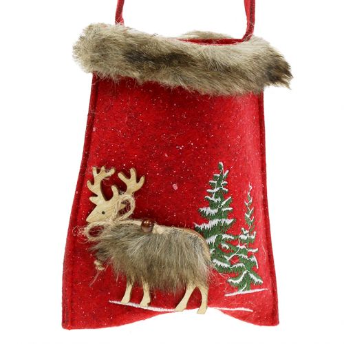 Artículo Bolsa navideña roja con pelo 15,5cm x 18cm 3uds