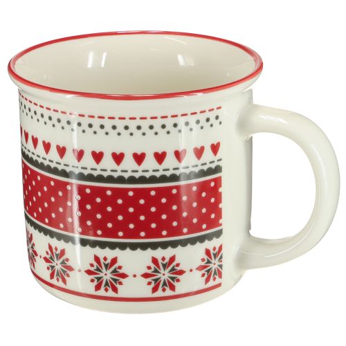 Floristik24 Taza navideña de cerámica roja y blanca Ø10cm H9cm