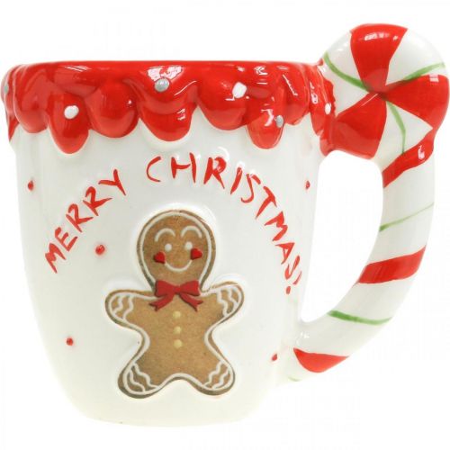 Artículo Taza navideña Feliz Navidad cerámica blanca Al. 10,5 cm