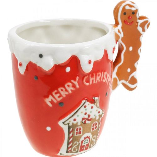 Floristik24 Taza navideña Feliz Navidad cerámica roja Al.10,5cm
