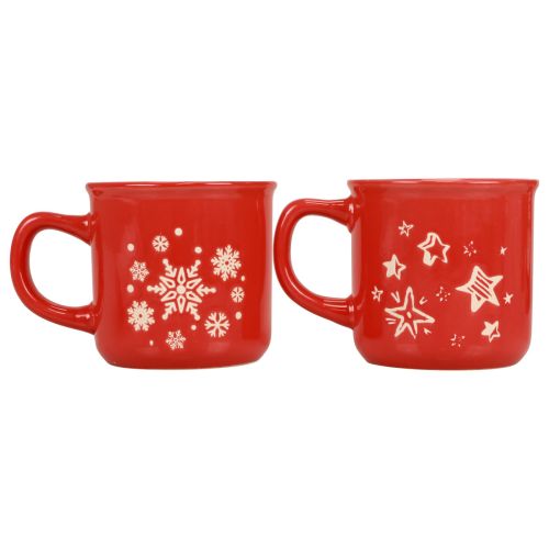 Floristik24 Tazas navideñas taza taza de cerámica roja H9cm 2 piezas