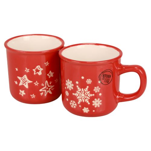 Floristik24 Tazas navideñas taza taza de cerámica roja H9cm 2 piezas
