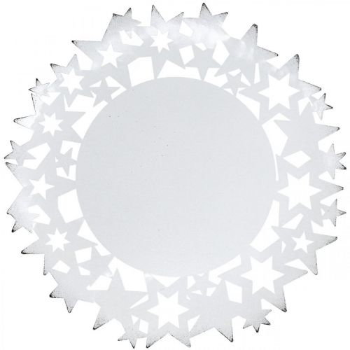 Floristik24 Plato navideño plato decorativo de metal con estrellas blanco Ø34cm
