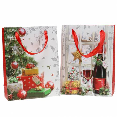 Floristik24 Bolsa de regalo de Navidad 8 cm x 18 cm H24 cm juego de 2