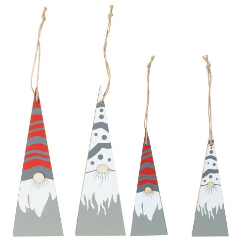 Gnomos navideños de madera para colgar gris rojo 15/19,5cm 8 uds