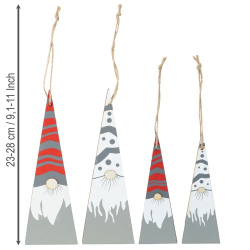 Floristik24 Gnomos navideños de madera para colgar gris rojo 15/19,5cm 8 uds