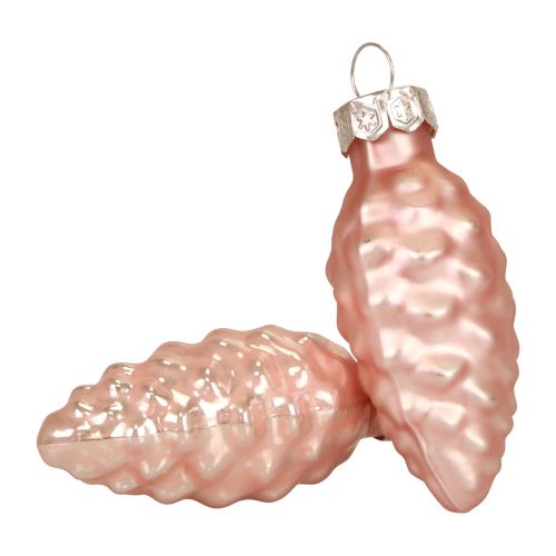 Floristik24 Cono de Navidad de cristal Cono de cristal rosa Navidad 6,5cm 10p