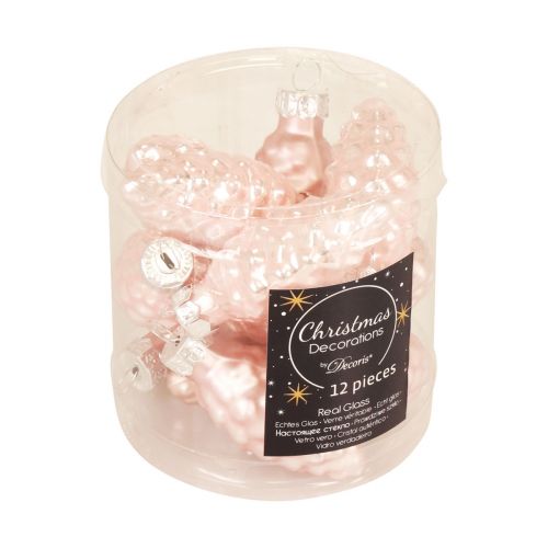 Floristik24 Cono de Navidad de cristal Cono de cristal rosa Navidad 6,5cm 10p
