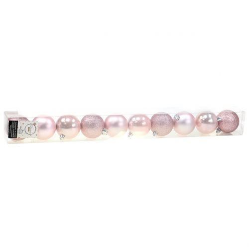 Floristik24 Bola navideña plastico rosa mix Ø6cm 10p