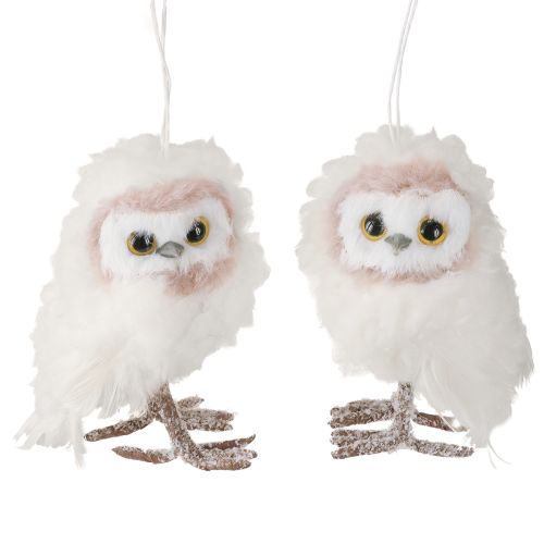 Floristik24 Decoración de búho blanco para colgar pollitos de búho blanco 12 cm 2 piezas