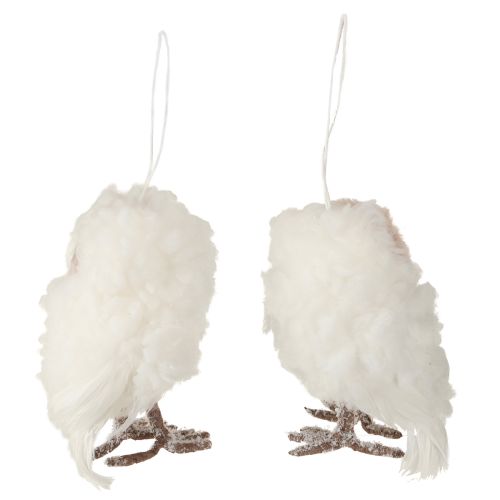 Artículo Decoración de búho blanco para colgar pollitos de búho blanco 12 cm 2 piezas