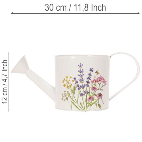 Regadera de metal blanco con motivo floral, 13,5 cm, maceta decorativa. | Floristik24.es