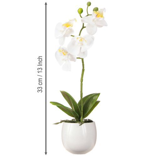 Artículo Orquídea blanca artificial en maceta Phalaenopsis H33cm