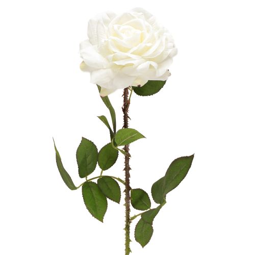 Artículo Rosa blanca Rosa falsa sobre tallo Flor de seda Rosa artificial L72cm Ø13cm
