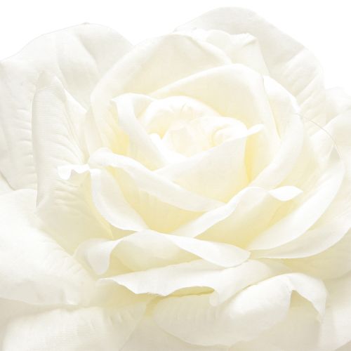 Artículo Rosa blanca Rosa falsa sobre tallo Flor de seda Rosa artificial L72cm Ø13cm