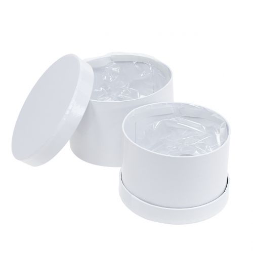 Floristik24 Jardinera Flowerbox blanca redonda Ø14cm - Ø16cm 2pcs