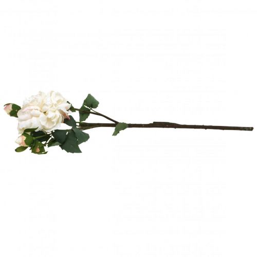Artículo Rosas blancas flores artificiales rosa grande con tres capullos 57cm