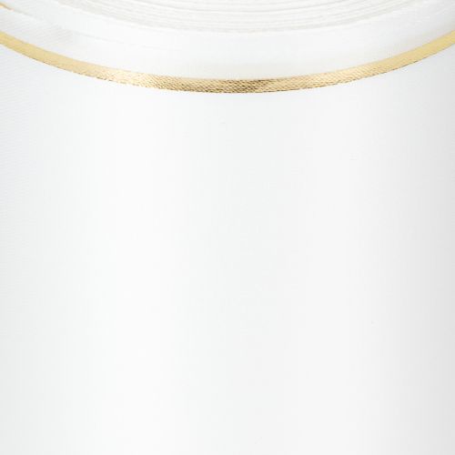 Artículo Cinta blanca para corona con borde dorado para impresión por ordenador, cinta satinada, impermeable, 25 m x 125 mm