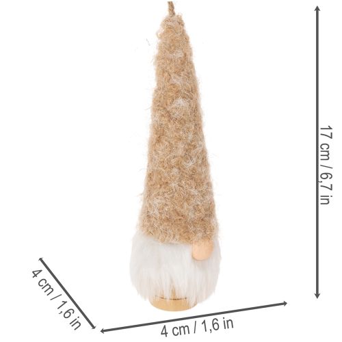 Figura decorativa de gnomo con barba para colgar, 17 cm, 6 piezas | Floristik24.es