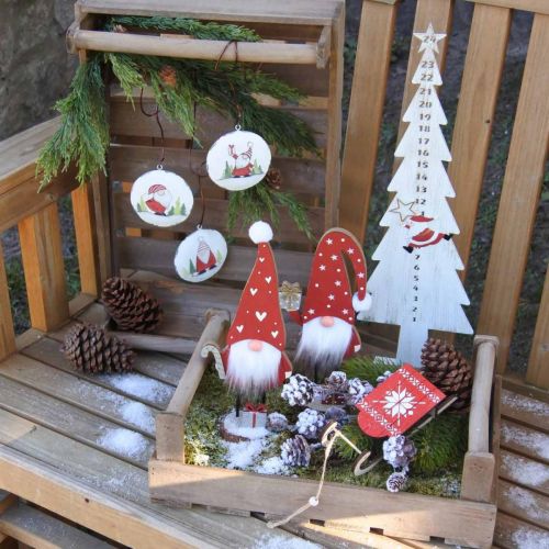 Floristik24 Colgante navidad gnomo metal decoracion arbol Ø8cm 6pcs