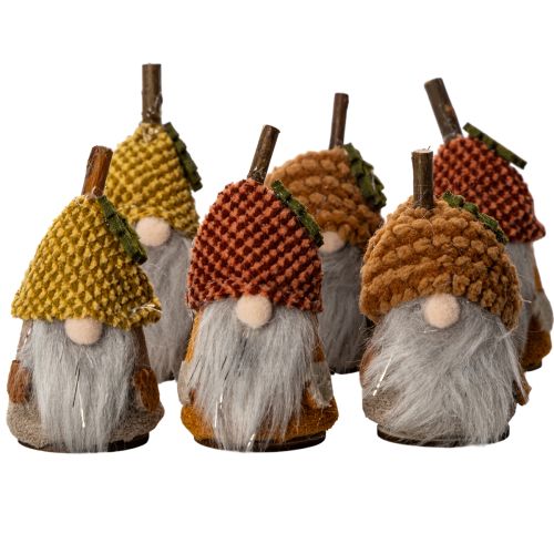 Conjunto de figuras de gnomos con gorro de punto y bellota, 10 cm, 6 piezas. comprar | Floristik24.es