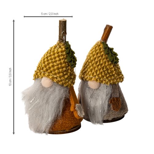 Conjunto de figuras de gnomos con gorro de punto y bellota, 10 cm, 6 piezas. | Floristik24.es