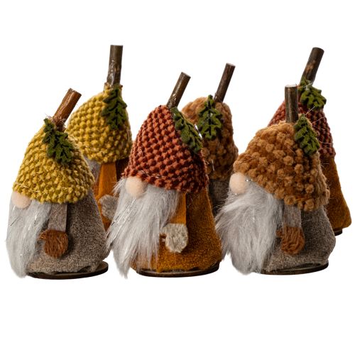 Conjunto de figuras de gnomos con gorro de punto y bellota, 10 cm, 6 piezas. | Floristik24.es