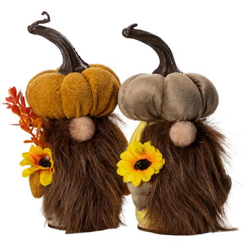 Figura otoñal de gnomo calabaza con girasol y barba, 16 cm, 2 unidades. comprar | Floristik24.es