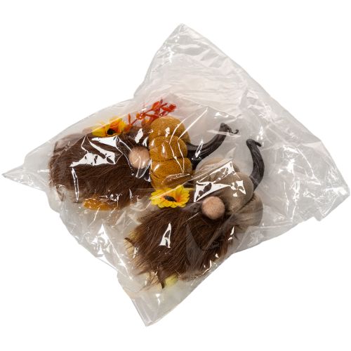 Figura otoñal de gnomo calabaza con girasol y barba, 16 cm, 2 unidades. | Floristik24.es