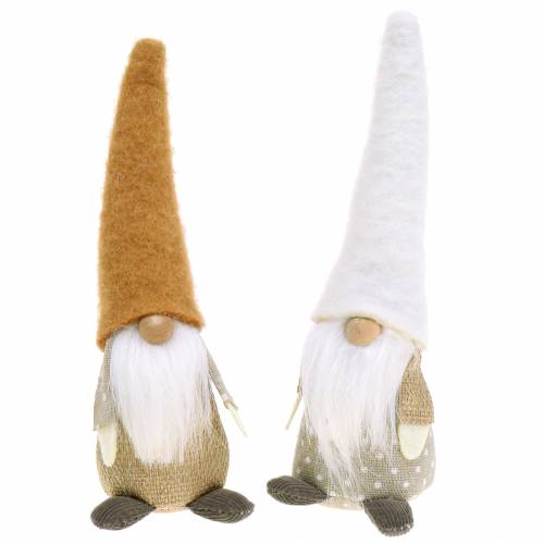 Imp con barba marrón, blanco, natural 16cm 2pcs