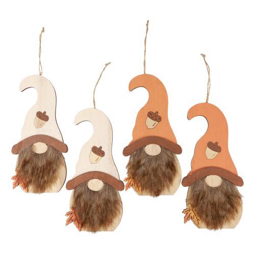Floristik24 Colgante gnomo decoración de madera gnomos otoñales 21×10,5cm 4 piezas