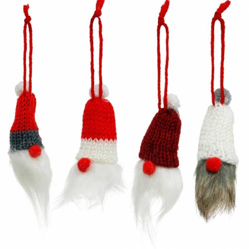 Artículo Gnomo con sombrero puntiagudo para colgar rojo, blanco, gris L10–12cm 12ud