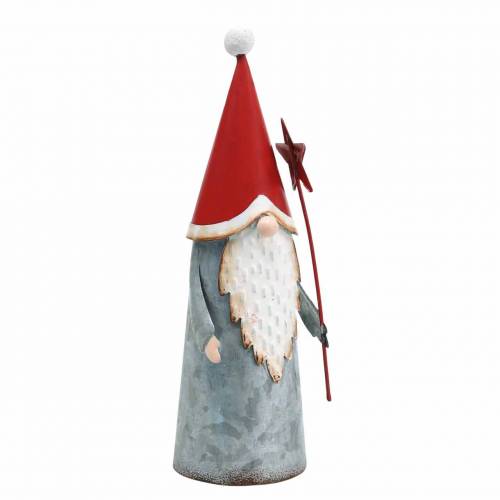 Floristik24 Duende navideño con estrella 18cm rojo, gris metal 2ud