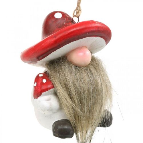 Floristik24 Gnomo decorativo de cerámica para colgar con sombrero de seta rojo, blanco H8cm 4pcs