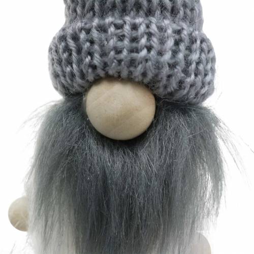 Floristik24 Tapón de flores gnomo con gorro de lana gris 8.5cm L29cm 6pcs