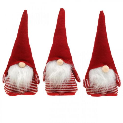 Floristik24 Gnomo con barba, decoración de Adviento, enano decorativo Al 24 cm An 9 cm 3 piezas
