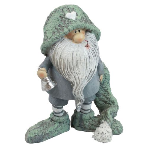 Floristik24 Figura decorativa gnomo navideño gnomo gris verde 10,5×7×14cm