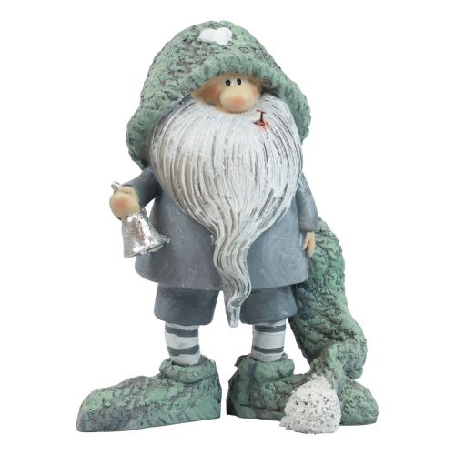 Floristik24 Figura decorativa gnomo navideño gnomo gris verde 10,5×7×14cm