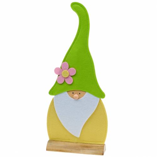 Gnomo de pie de pie fieltro verde, amarillo, blanco, rosa 33cm × 7cm H81cm para escaparate